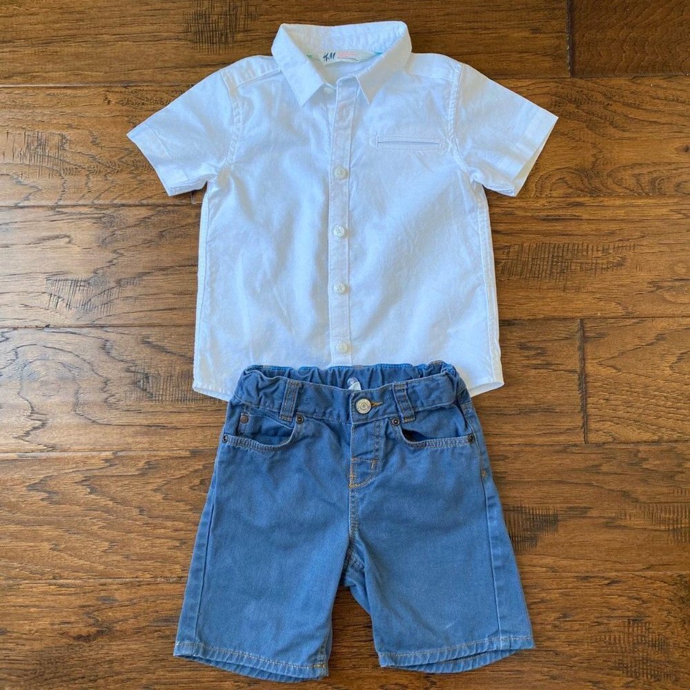 H&M Boys Button Down Shirt and Shorts Set